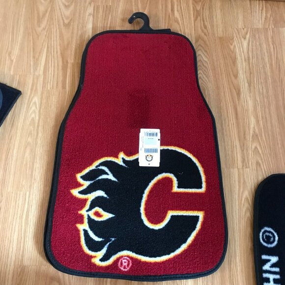 Calgary Flames NHL Car Floor Mat 27.5" x 17.5" Red Black Heavy Carpet 2 Mats - Picture 2 of 7